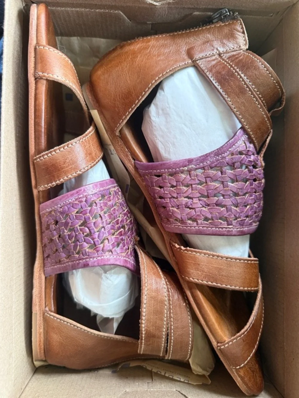 Bed Stu Womens Capriana Tan and Lilac Shoes (NWT)